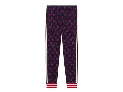 gucci gg jacquard navy red jogging pants|GG nylon jacquard jogging pant in light grey .